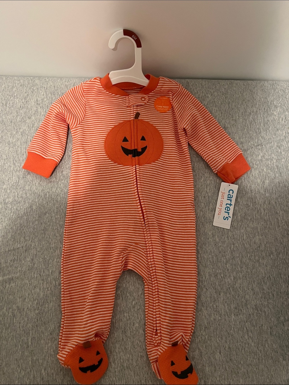 Carter's Orange Striped Pumpkin Footie